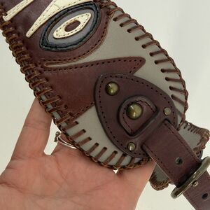 3.5" Wide Waist Leather Statement Belt Boho bohemian western equestrian multi 29